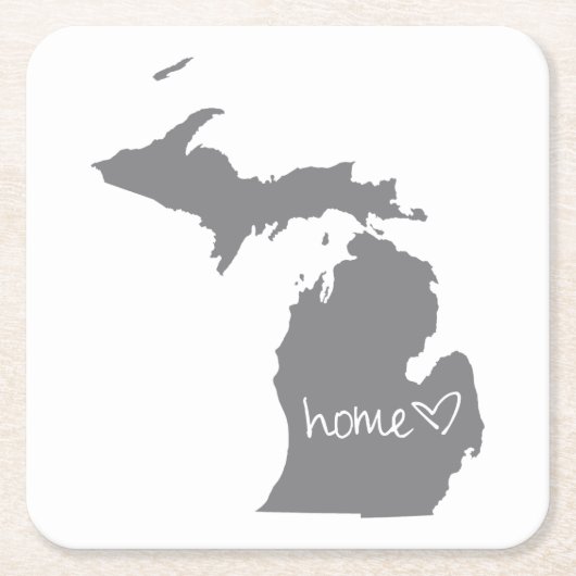 Home <3 Michigan Kartonnen Onderzetters (Voorkant)