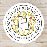 Home Adres Chic Modern Christmas Family Monogram Ronde Sticker<br><div class="desc">Dit eenvoudige en moderne ontwerp is samengesteld uit serieuze typografie.</div>