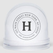 Home Adres Chic Modern Eenvoudig Familie Monogram Sneeuwbol (Voorkant)