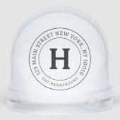 Home Adres Chic Modern Eenvoudig Familie Monogram Sneeuwbol (Achterkant)