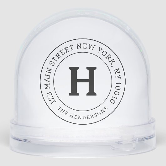 Home Adres Chic Modern Eenvoudig Familie Monogram Sneeuwbol (Achterkant)