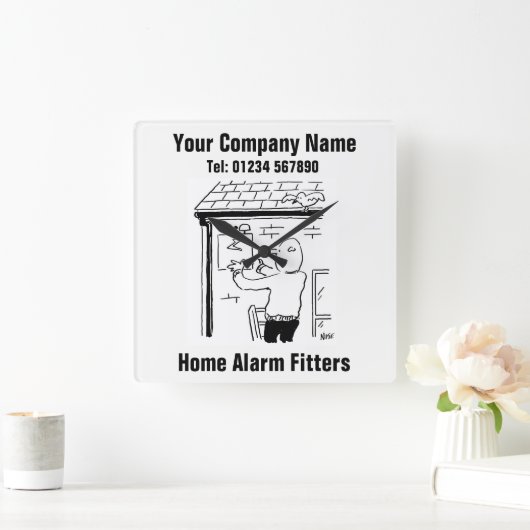 Home Alarm Fitter Cartoon Vierkante Klok (Huis)