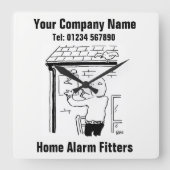Home Alarm Fitter Cartoon Vierkante Klok (Voorkant)