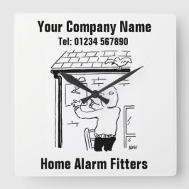 Home Alarm Fitter Cartoon Vierkante Klok