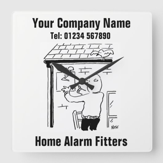 Home Alarm Fitter Cartoon Vierkante Klok (Voorkant)