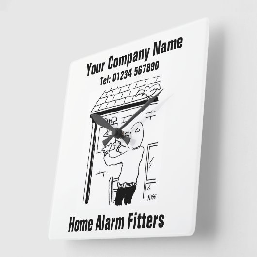 Home Alarm Fitter Cartoon Vierkante Klok (Hoek)