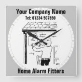 Home Alarm Fitter Cartoon Vierkante Klok (Voorkant)