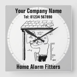 Home Alarm Fitter Cartoon Vierkante Klok