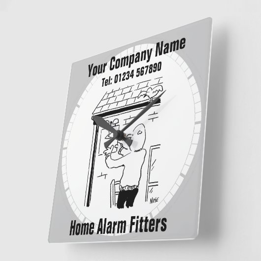 Home Alarm Fitter Cartoon Vierkante Klok (Hoek)