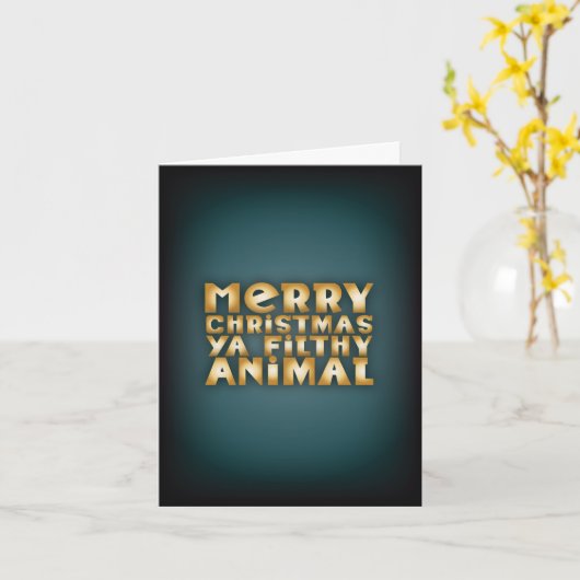 Home Alone, Modern, Blauwgroen, Kerst Kaart (Gele Bloem)