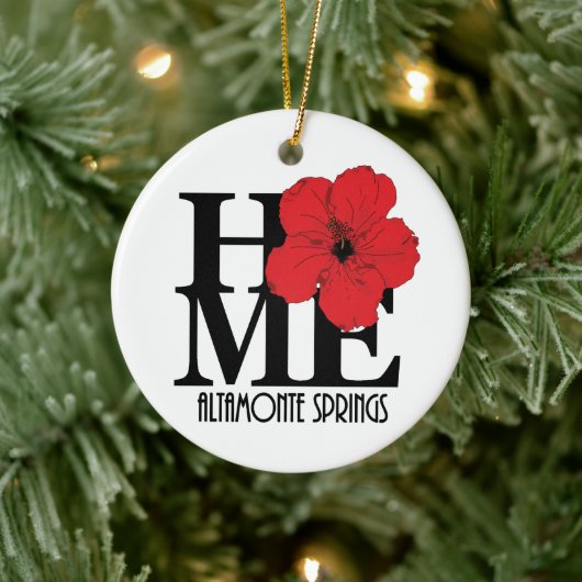 HOME Altamonte Springs Red Hibiscus Keramisch Ornament (Boom)