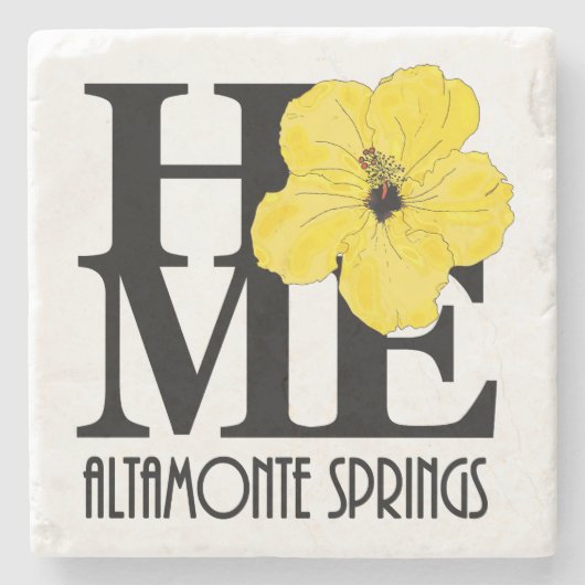 HOME Altamonte Springs Yellow Hibiscus Stenen Onderzetter (Voorkant)