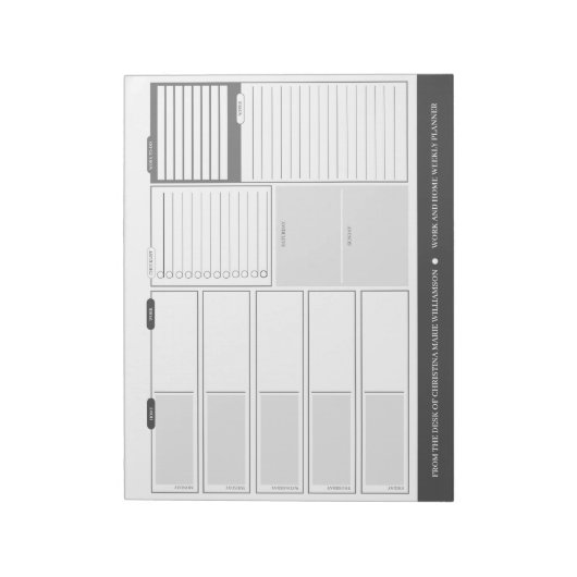 Home and Work Weekly Grijze Deskplanner Notitieblok (Linkerzijde)