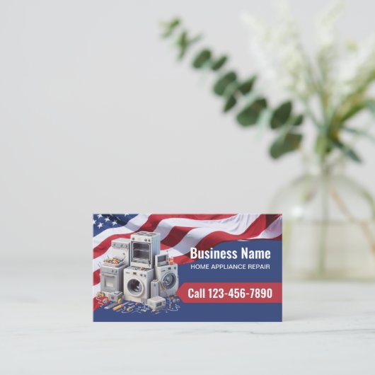 Home Appliance Reparatie Service Patriottische Vet Visitekaartje (Staand voorkant)