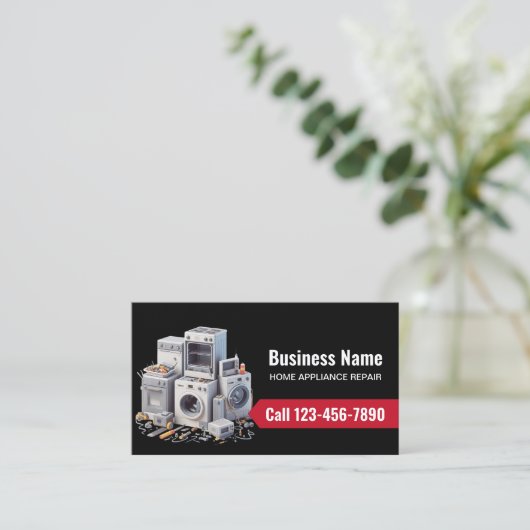 Home Appliance Reparatie Service Professioneel Zwa Visitekaartje (Staand voorkant)