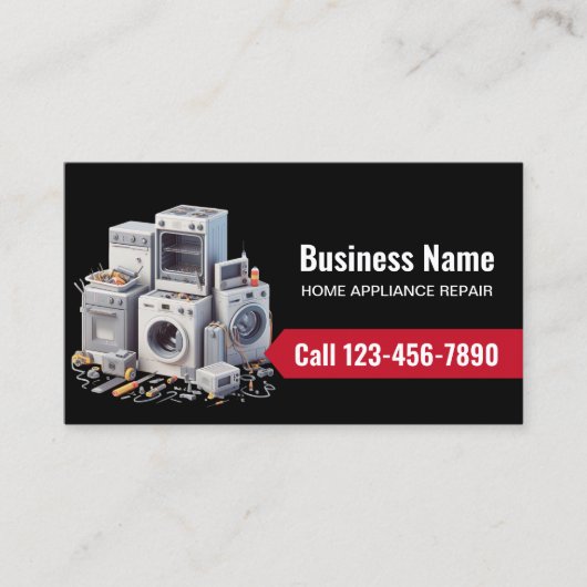 Home Appliance Reparatie Service Professioneel Zwa Visitekaartje (Voorkant)