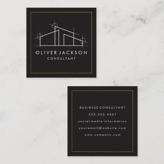 Home Architect Logo Vierkante Visitekaartje (Voorkant / Achterkant)