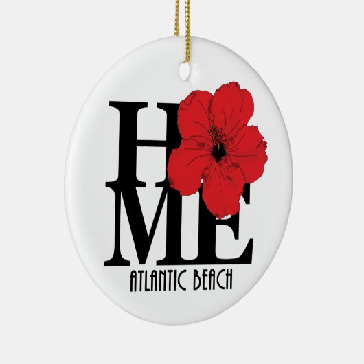 HOME Atlantic Beach Florida Red Hibiscus Keramisch Ornament (Rechts)