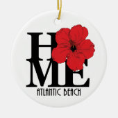 HOME Atlantic Beach Florida Red Hibiscus Keramisch Ornament (Voorkant)