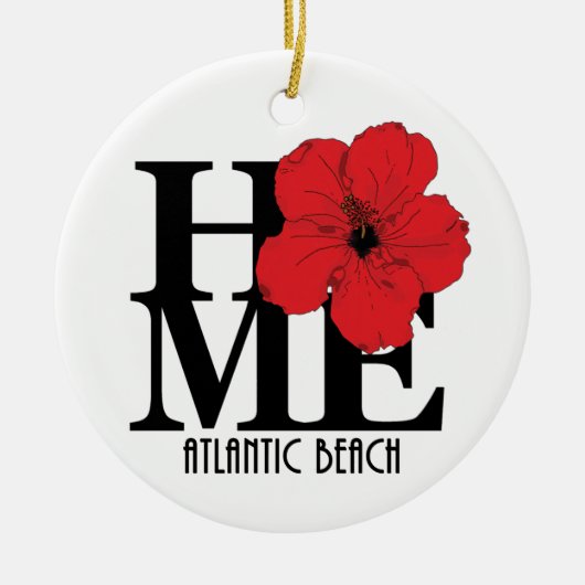 HOME Atlantic Beach Florida Red Hibiscus Keramisch Ornament (Voorkant)