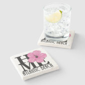 HOME Atlantic Beach roze hibiscus Stenen Onderzetter (Zijkant)