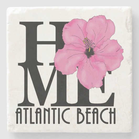 HOME Atlantic Beach roze hibiscus Stenen Onderzetter (Voorkant)