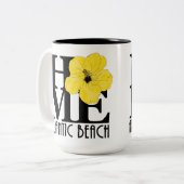 HOME Atlantic Beach Yellow Hibiscus 15oz Tweekleurige Koffiemok (Voorkant links)