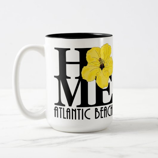 HOME Atlantic Beach Yellow Hibiscus 15oz Tweekleurige Koffiemok (Links)
