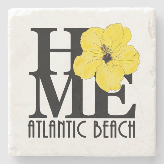 HOME Atlantic Beach Yellow Hibiscus Stenen Onderzetter (Voorkant)