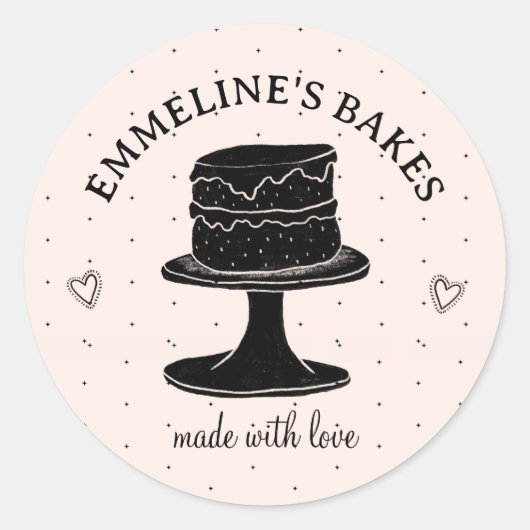 Home Baker Cook Geïllustreerde taart met liefde ge Ronde Sticker (Voorkant)