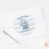 Home Bakery Blue Flower Mixer Ronde Sticker (Envelop)