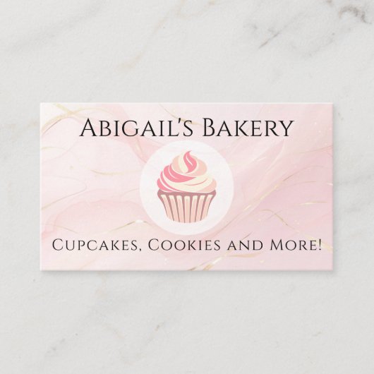 Home Bakkerij Cupcake Roze Frosting Bakken Visitekaartje (Voorkant)