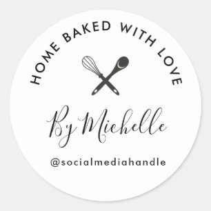 Home bakkerij gepersonaliseerde naam ronde sticker