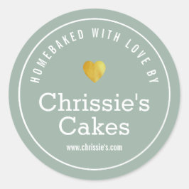 Home Bakkerij Groen Wit Gepersonaliseerd Ronde Sticker