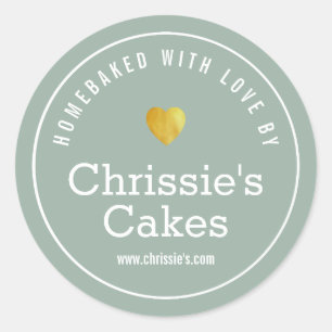 Home Bakkerij Groen Wit Gepersonaliseerd Ronde Sticker