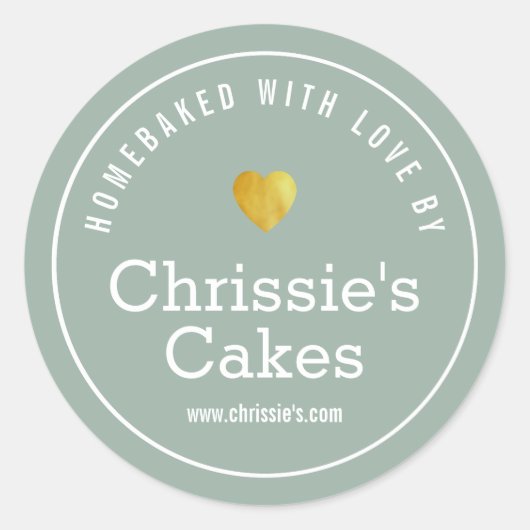 Home Bakkerij Groen Wit Gepersonaliseerd Ronde Sticker (Voorkant)