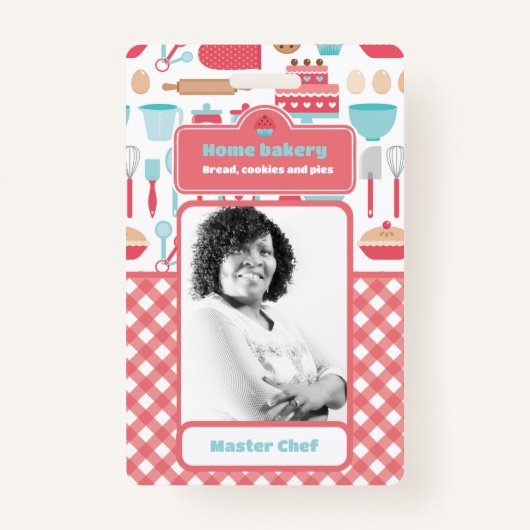 Home Bakkerij Professionele Chef Foto Badge (Voorkant)