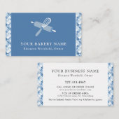 Home Bakkerij Stoffig Blauw Check Patroon Visitekaartje (Voorkant / Achterkant)