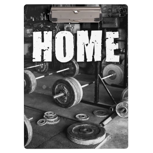 HOME (Barbells) - Workout Motivatie Klembord (Voorkant)