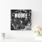 HOME (Barbells) - Workout Motivatie Vierkante Klok (Huis)