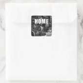 HOME (Barbells) - Workout Motivatie Vierkante Sticker (Tas)