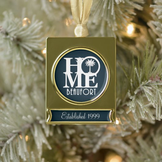 HOME Beaufort (Jaar gevestigd) Verguld Banner Ornament (Boom)