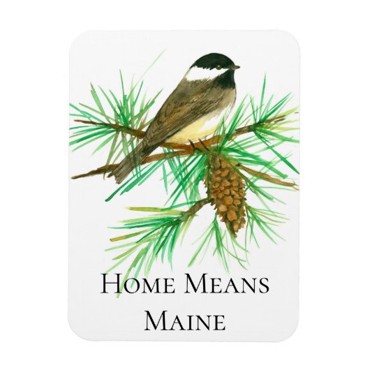 Home betekent Maine Chickadee Vogel Tassel Pinecon Magneet (Verticaal)
