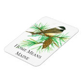 Home betekent Maine Chickadee Vogel Tassel Pinecon Magneet (Linkerzijde)
