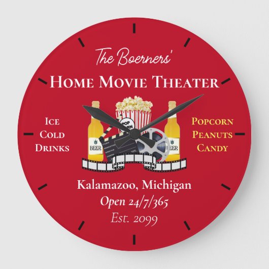 Home Bioscoop Popcorn Klapperboard Film Grote Klok (Voorkant)