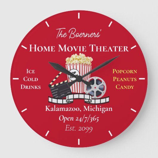 Home Bioscoop Popcorn Klapperboard Film Ronde Grote Klok (Voorkant)