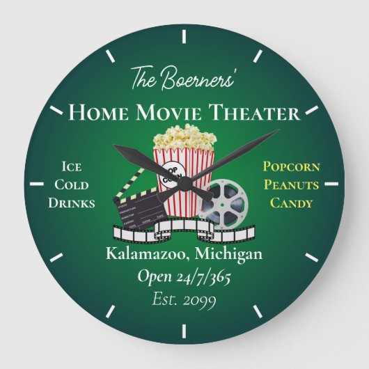 Home Bioscoop Popcorn Klapperboard Film Ronde Grote Klok (Voorkant)