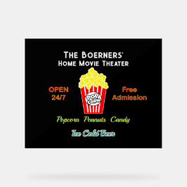 Home Bioscoop Popcorn Koud Bier Acryl Sign Acryl Bord