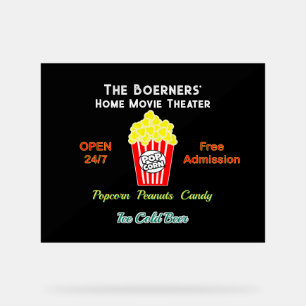 Home Bioscoop Popcorn Koud Bier Acryl Sign Acryl Bord