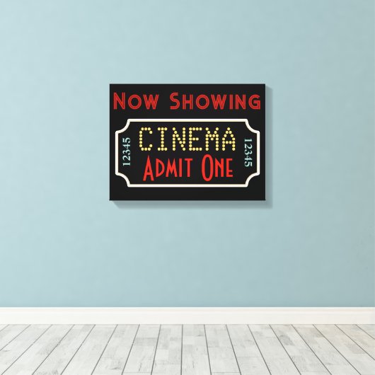 Home Bioscoop Ticket Bioscoop Kunstbord Canvas Afdruk (Insitu (Houten vloer))